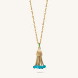 Polpo pendant, yellow gold, turquoise and tsavorite pear