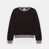 JUMPER 1234 Cashmere Contrast Crew in Organic Brown and Mid Grey