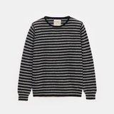 JUMPER 1234 Little Stripe Cashmere Crew in Black and Grey