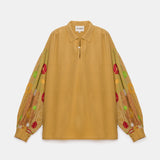 V.DE. VINSTER YIOTI FLOWER EMBROIDERED CAMEL BLOUSE