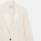 FORTE FORTE Chic Linen Herringbone Tuxedo Jacket