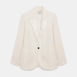 FORTE FORTE Chic Linen Herringbone Tuxedo Jacket