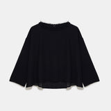 APUNTOB Black Fringed Blouse