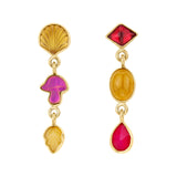 GRAINNE MORTON THREE CHARM MOVING DROP EARRINGS