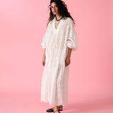JAUNE AYTUL PEARL LACE DRESS IN PEARL