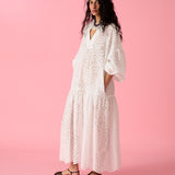 JAUNE AYTUL PEARL LACE DRESS IN PEARL