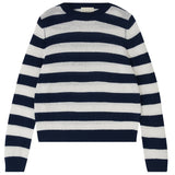 JUMPER 1234 Stripe Cashmere Crew in Navy and Cream