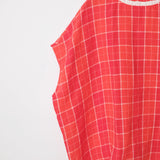 APUNTOB RUFFLE EDGE TRIM PLAID TOP